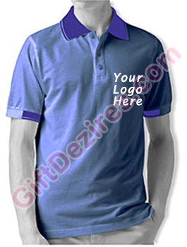 Designer Imperial Blue and Blue Color Logo Printed T Shirts